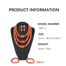 Latest Coral Jewelry Sets Nigerian Dubai Orange Necklace Sets of Beads African Bridal Jewelry Sets