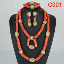 Fashion African Jewelry Set Nigerian Wedding Orange Coral Jewelry Set for Bride