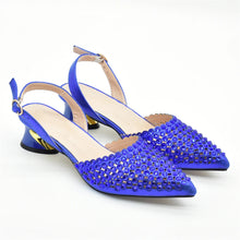 Italian Shoes with Matching Bags Set Decorated with Rhinestone African Shoes for Women Mid Heels Party Pumps  Plus Size Heels 43