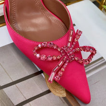 2023 New High Heels Women's Rhinestone Bow Pointy Glasses with Stilettos and Sandals Women.