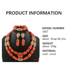 Latest Coral Jewelry Sets Nigerian Dubai Orange Necklace Sets of Beads African Bridal Jewelry Sets