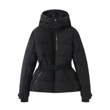 Women's warm skiing series waist down cotton jacket winter new hooded slim fit jacket jacket