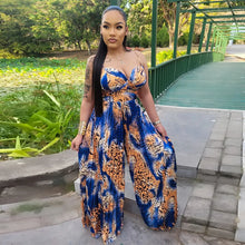 CM.YAYA Women Leopard Spaghetti Strap Loose Wide Leg Sleeveless Jumpsuit 2023 Summer Street Playsuit One Piece Suit Romper