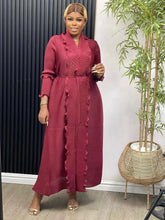 Women Eid Muslim Dress Ruffles Sleeve Dubai Abayas Solid Dresses Sashes Loose Casual Morocco Kaftan Islam Arab Ankle Length