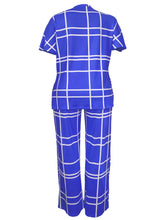 Spring Autumn New Women's Fashion Elements Striped Grid Printed Casual Round Neck Large Comfortable Two Piece Set