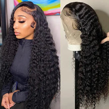 Swupod 200 Density 13x4 13x6 HD Transparent Swiss Deep Wave Lace Frontal Front Wig for Women Remy Human Hair Natural Black