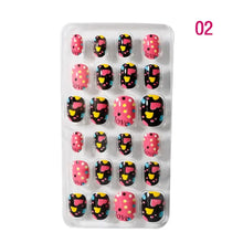 24Pcs/Set Kids Candy Flower Cute Fake Nails Detachable Full Cover False Nails Press On Nails Children Girls Nail Decoration Gift