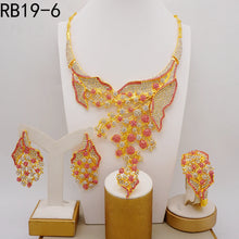 Dubai Gold Plated Jewelry Set Rhinestone Luxury Necklace Wedding Accessories Accessories