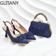 New Arrival Party Shoe and Bag Set for Women Italy Full Diamonds High Heels Luxury Woman Pumps Matching Italian Shoe and Bag Set