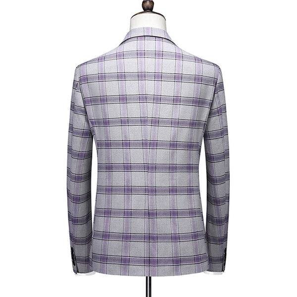 High-end New European and American Fashion Wedding Business (suit + Vest + Trousers) 2024 Men's Plaid Suit Three-piece Set