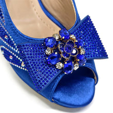 Venus Chan-Italian Shoes and Bags Matching Set for Women Bow Rhinestones Peep Toe High Heels Purple Color Nigerian Party 2024