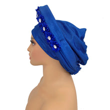 2024 New African Headtie Turban Nigeria Head Ties with Flowers Already Made Auto Gele Women Head Wraps for Wedding Party