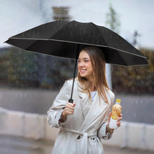 10 Ribs Inverted Automatic Umbrella for Rain Windproof Umbrella with Reflective Strip Fold Sun Compact UV Umbrella for Women Men
