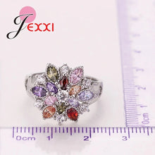 Girls Bling Jewelry Finger Accessories Fashion 925 Sterling Silver Colorized Flower Shape Rings Wholesale