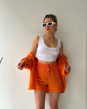 Women's Short Sets 2 Pcs Sale Grass Green Loose Button Cardigan Blouse Coats & Drawstring Wide Leg Loose Short Pant Suits