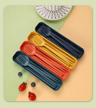 Tableware Spoon Fork Chopsticks Knife Cutlery with Box for Children Adult Travel Portable Wheat Straw Tableware