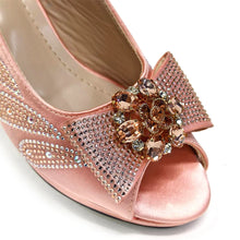 Venus Chan-Italian Shoes and Bags Matching Set for Women Bow Rhinestones Peep Toe High Heels Purple Color Nigerian Party 2024