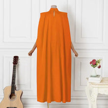 Women Evening Maxi Dress VONDA 2023 Summer Stand Collar Elegant Satin Long Bat Sleeve Pleated Sundress Casual Solid Robe Femme