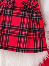 Children's Spring and Autumn New Girl Fashion Cute Three Piece Set Knitted Red Tank Top+Lace Collar Lining+Checkered Half Skirt