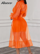 Mlaiscsr African Party Women Elegant Strap Mini Dress and Single Breasted Mesh Shirts Dress 2 Pieces Sets Beach Summer Vestidos