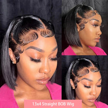 200 Density Straight Short Bob Lace Wig 13x4 Lace Closure Bob Wigs 100% Human Hair 4x4 Lace Front Wig For Black Women 12 14 Inch