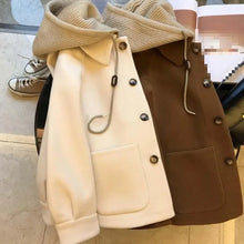 Winter Woolen Coat Women's High-end Feel Knitted Hooded Thickened Top Two-piece Illusion Sweater For Plus-size Women