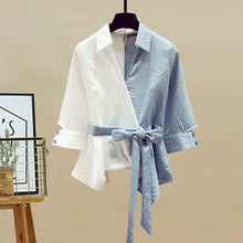 2025 Summer New Stitched Chiffon Shirt Female Set Elegant Women's Jeans Casual Blouse Two Piece Set Ladies Tracksuits