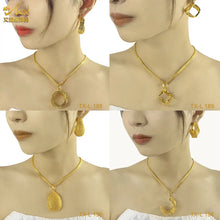 24K Gold-plated Two Piece Copper Jewelry Set India Dubai Jewelry Gold Warped Geometry Necklace Earrings