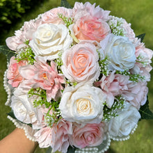 Wedding Bouquets for Bride Babysbreath Rose Bridesmaid Bouquets Silk Ribbon Valentine's Day Decoration Pearl Lace Mesh Ball Gift