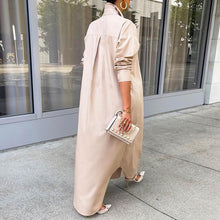 Women Shirt Windproof Shirt Dress Versatile Hem Stylish Autumn Winter Solid Color Shirt Long Dress