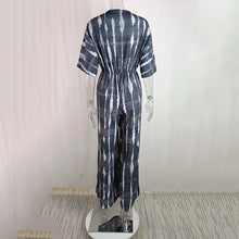 Fashon V-neck Bandhnu Wide Leg Jumpsuits For Women 2024 Summer Causal High Waist Elegant Lace Up Jumpsuit Women