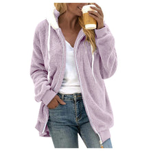 Women's Winter Fashionable Hooded Fleece Solid Color Jacket