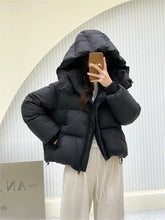 Short Parkas Women Streetwear Cropped Down Coat Korean Sweet Puffer Jacket Winter Solid Casual All Match Cotton Padded Outwear
