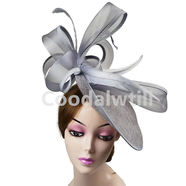 Grey Hair Fascinator Pillbox Cap Formal Church Women Headpiece Royal Ascot Chapeau Cap Femme Mariage Hair Accessories Ladies