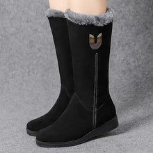 Warm High Fur Boots Women Winter Chunky Mid-calf Boots