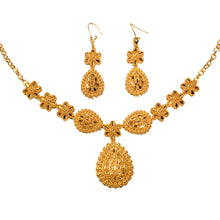 9999 24K real gold Bridal Necklace Earrings two-piece India Dubai Jewelry drop shaped sarcopenia jewelry set
