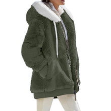 Women's Winter Fashionable Hooded Fleece Solid Color Jacket