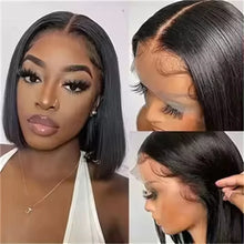 14Inch Short Straight Bob Wig Human 13x4 Lace Transparent 210% Frontal Hair Bob Wig PrePlucked Lace Front Human Hair Wigs