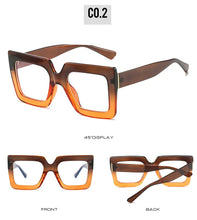 Big Oversized Square Eyeglass Frames Women Trendy Gradients Transparent Computer Optical Lenses Glasses Anti Blue Lens Eyewear