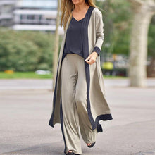 Three-Piece Sets Women Outfit Long Cardigan Sling Tops Wide Leg Pants Suits Casual Cardigan Straight Leg Trouser V Neck Camisole