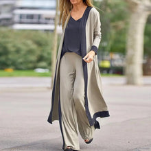 Three-Piece Sets Women Outfit Long Cardigan Sling Tops Wide Leg Pants Suits Casual Cardigan Straight Leg Trouser V Neck Camisole