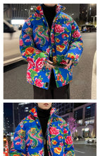 Men Harajuku Big Flopwer Coat Winter Jacket 2024 Mens Streetwear Hip Hop Parka Chinese Traditional Clothes Puffer Jackets XXXXXL
