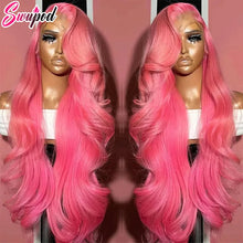 30 32 inch 250% Body Wave 13x4 13x6 Hd Lace Frontal Wig Pre Plucked Transparent Colored Lace Front Pink Wig For Women Glueless