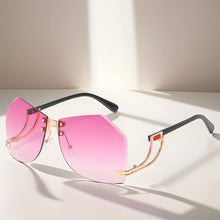 New Fashionable Frameless Sunglasses for Women's Personality Trend Hollow out Mirror Legs Irregular Ocean Lens Glasses UV400