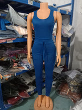 Two Piece Set Women Outfit 2023 Spring Fashion Drawstring Pocket Design U-Neck Sleeveless Skinny Jumpsuit & Long Sleeve Coat Set