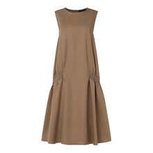 ZANZEA Summer Women's A-line Midi Dresses Casual O-Neck Shirring Pleated Tank Vestidos 2025 Fashion Holiday Solid Robes Femme