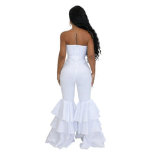 Jumpsuits Strapless Women Sleeveless Sexy Rompers One Piece Overalls Slim Fit Long Pant Ruffles Patchwork Elegant Lady