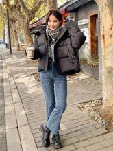 Short Parkas Women Streetwear Cropped Down Coat Korean Sweet Puffer Jacket Winter Solid Casual All Match Cotton Padded Outwear