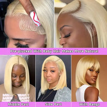 613 Blonde Bob Wig Human Hair 13x4 Lace Front Wigs Human Hair Pre Plucked Transparent Lace 180% Density Lace Frontal Wig Bob Wig