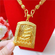 9999 24K Real Gold Smooth Sailing Necklace Pendant Hollowed Out Car Flower Bamboo Chain Domineering Men's Chain Gold Necklace